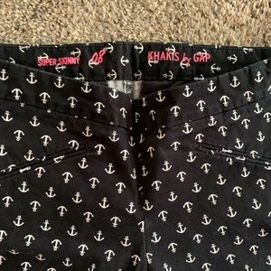 Gap skinny khakis navy w white anchors size 8